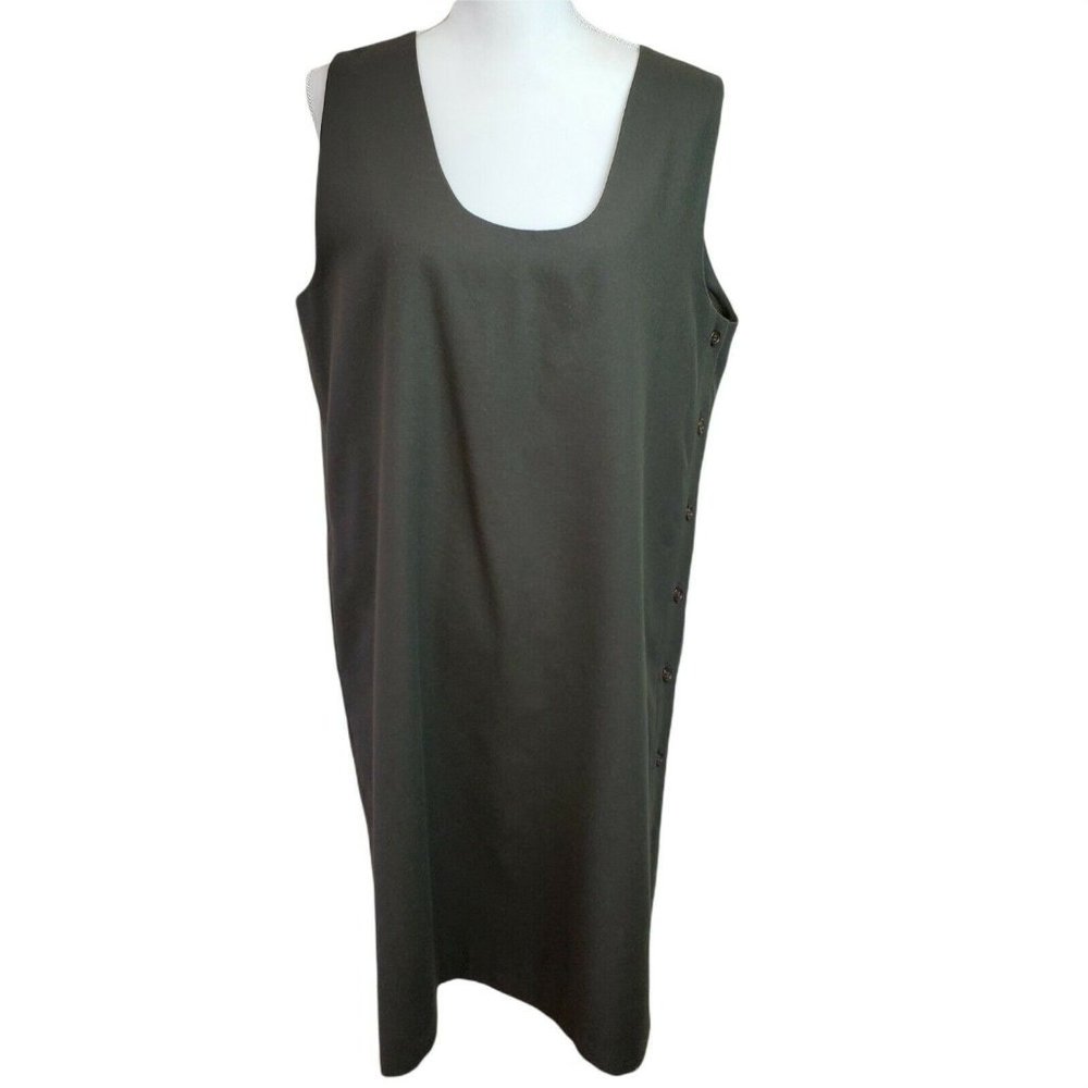 Harve Bernard Womens Sleeveless Wool Dress Sz 14 Green Jumper Flaw Lined Pocket